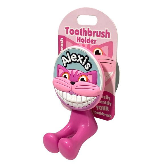 Happy Smiles Personalized Kids Toothbrush Holder Alexis Cat Kitty - Picture 3 of 4